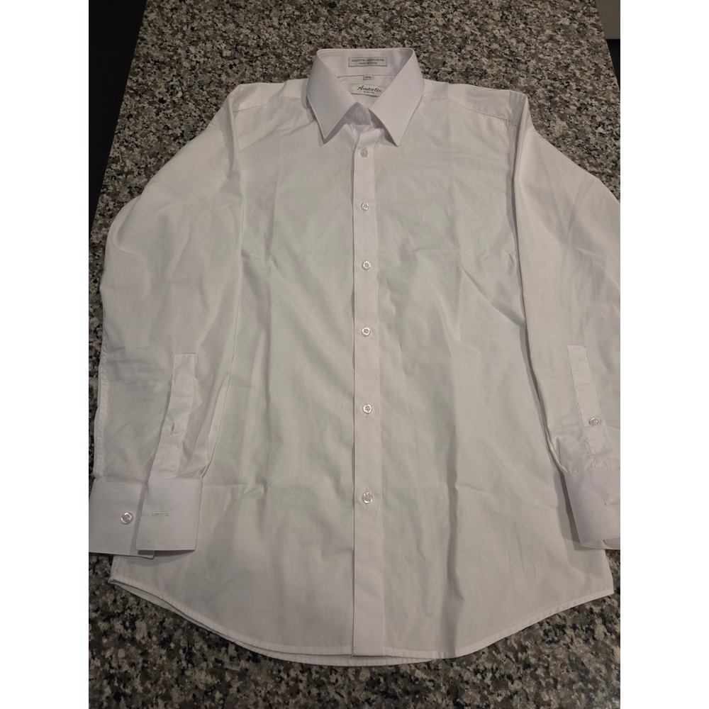 Amanti Mens Slim Fit Dress Shirt White Long Sleeve Cotton Blend 15.5 32/33